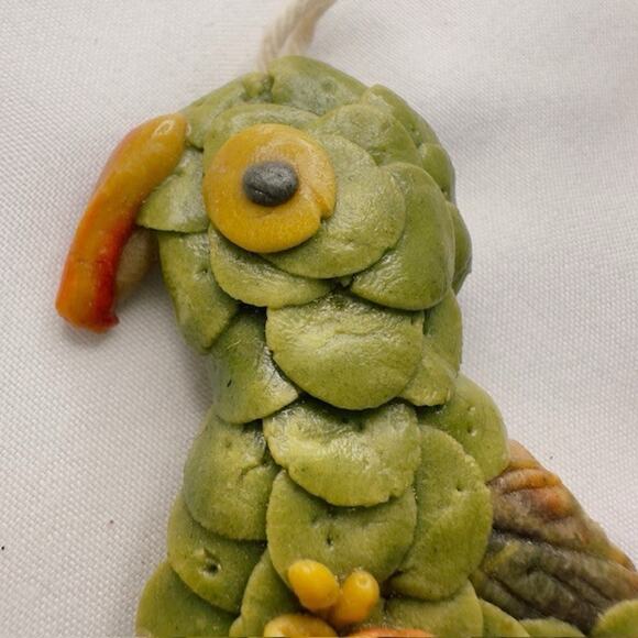 Vintage Handmade Folk Art Bird Ornaments Set of 2 Decor Hanging Parrot Red Bird - Picture 3 of 11